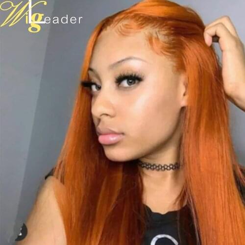 Wigleader Orange Human Hair Lace Front Wigs 150% Preplucked Swiss Lace Frontal Wigs Remy Glueless Hair Lace Wigs with Baby Hair