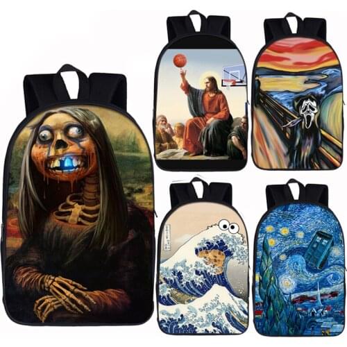 Funny Spoof Painting Backpack Women Men Daypack Teenager Boys Girl School Bags Student Backpack Book Bag Children Book Bag
