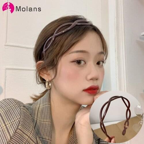 Molans 2020 Headbands for Women Solid Color Hair Band Bezel Plastic Non-slip Hair Hoop Twist Hairband Headdress Hair Accessories
