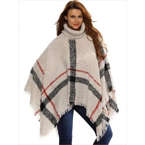 Visual Axles 2020 Winter Women Knitted Loose Striped Coat Jacket Luxury Ladies Autumn Turtleneck Pullover Capes and Ponchos New