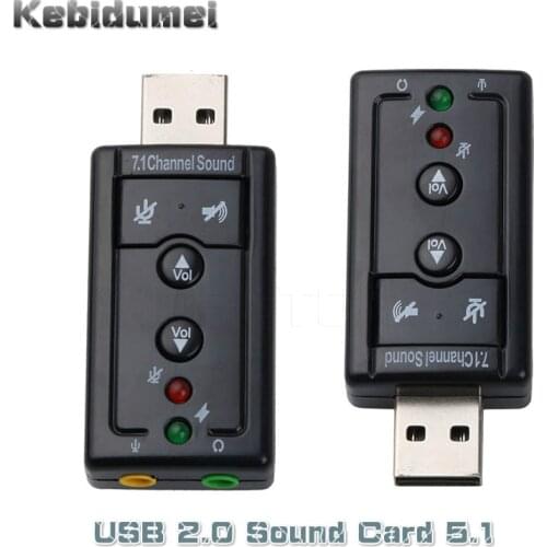 Kebidumei USB 2.0 Sound Card 5.1 Cable Channel External Adapter 3.5mm Mic Speaker Earphone Audio Interface For Laptop PC