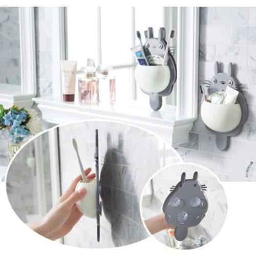 1Pc High Quality Toothbrush Holder Cute Totoro Toothbrush Wall Mount Holder Sucker Suction Organizer Home Bathroom Accessories