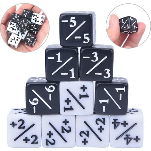 10pcs 5 Positive +1/+1 & 5 Negative -1/-1 Dice Counters For Table Game Funny Dice