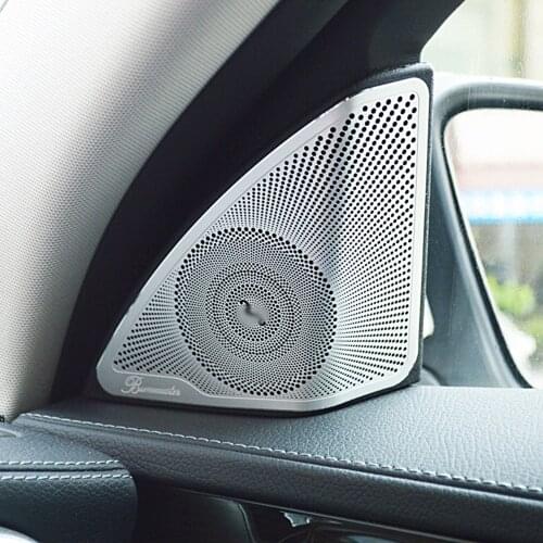 2pcs Car Door Audio Speaker Trim Cover Metal Decor Sticker For Mercedes Benz C Class W205 C320 C180 C200 C350 C220 Car Tuning