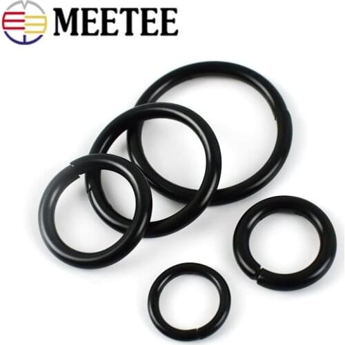 20/50pcs 12-50mm Metal O Shape Ring Buckle Black Coil Iron Ring Circle Connection Hook DIY Bag Strap Belt Dog Collar Buckles