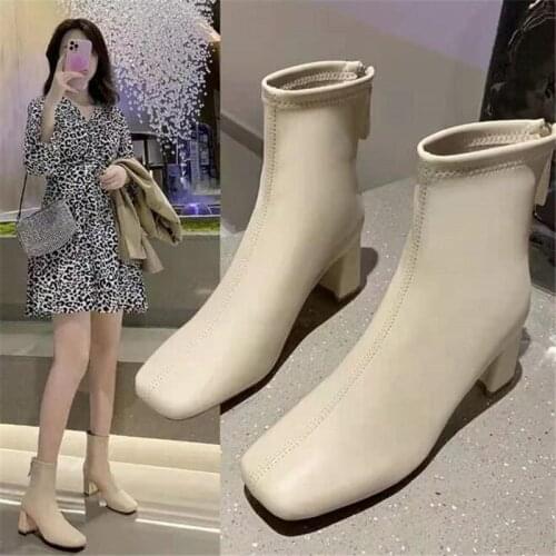 2021 fashion womens boots autumn and winter ladies short boots new winter boots fashion plus velvet warmth handsome thin Martin