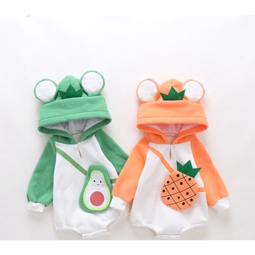 2021 New Cute baby Newborn Baby Princess Girl Clothes Set Long Sleeve Hoddies PineApple Romper Clothes Autumn Winter Wear 0-18m