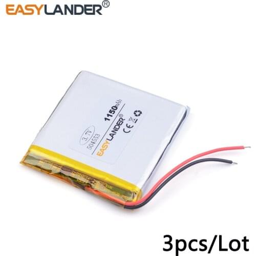 3pcs /Lot 504553 1150mAh 3.7v lithium Li ion polymer rechargeable battery MP3 4 5 navigation instruments and other common PSP