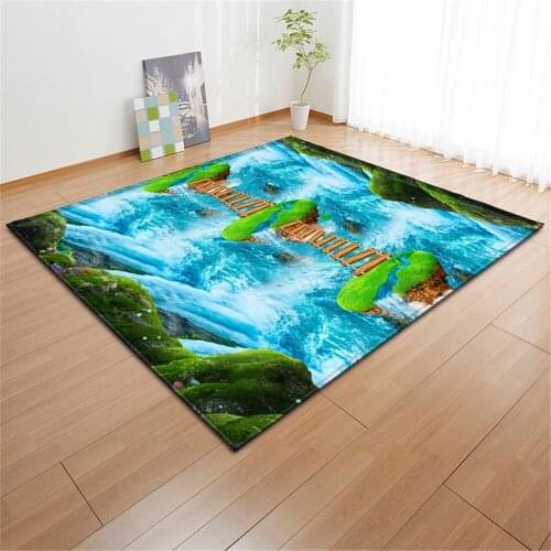 3D Waterfall Living Room Carpets Children Room Home Decoration Rug Mats Bedroom Flannel Baby Crawling Tea Table Area Rug Carpet