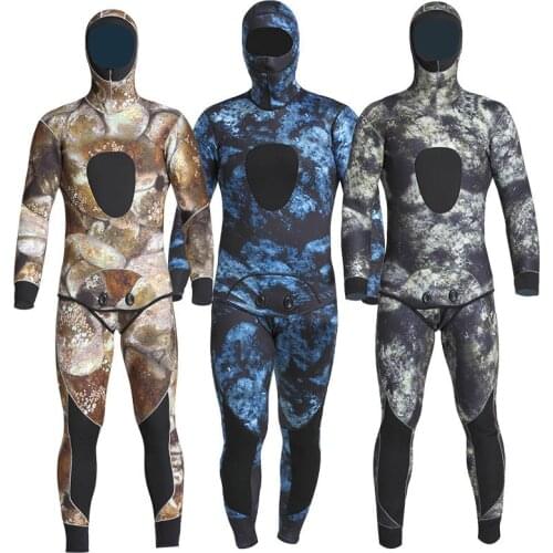 5mm neoprene Camouflage spearfishing Scuba Wetsuit mens two piece diving suit surfing snorkeling winter thick thermal swimsuit