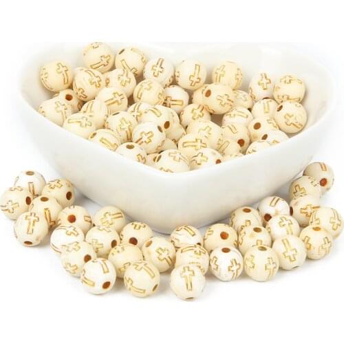 50Pcs Mixed Beige Gold Cross Acrylic Beads For Jewellery Marking Loose Spacer Beads Bracelet Necklace Charm Jewelry Finding
