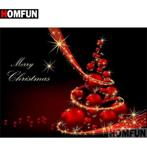 HOMFUN Full Square/Round Drill 5D DIY Diamond Painting "Christmas ribbon" 3D Diamond Embroidery Cross Stitch Home Decor A19902