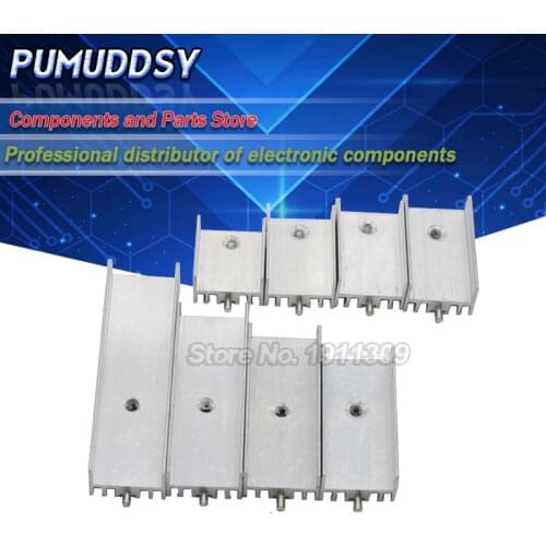 10PCS 15x10x16/20/22/25/30/35/40/50mm aluminum radiator U TO-220 for transistors With needle, TO220 for aluminum