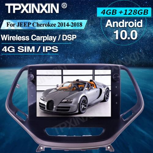 For JEEP Cherokee 2014-2018 Android 10 Car Radio 4+128G Car Multimedia Player Headunit Radio Car GPS Navigtion Wireless Carplay