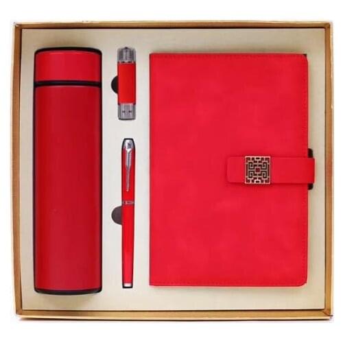 1PCS Colorful A5 Notebook Creative PU Leather Notepad Business Office Notebook set with pen and Thermos cup for gift
