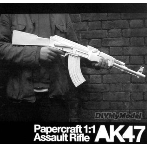 DIYMyModeI 1:1 Firearm Manual DIY 3D Paper Model White ak 47 Assault Rifle Handmade Gun Toy