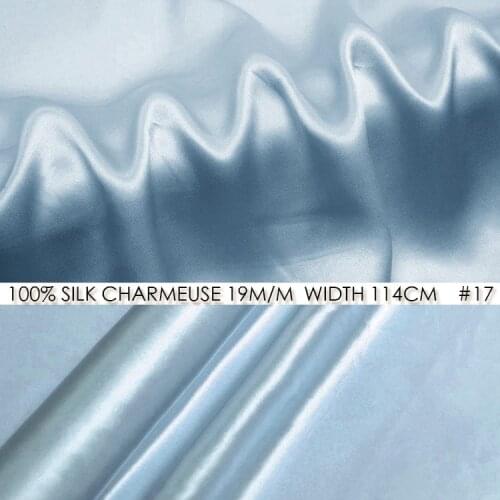 CISULI 100% SILK CHARMEUSE SATIN 114cm width 19mommes/100% Pure Mulberry Silk Fabric NO 17 Light Sky Blue Silk
