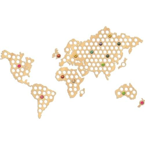 World Wooden Map Bottle Beer Cap Map Wall Decor Collect For Bar Club Collector Laser Engraved Hanging Wall Art Decorative