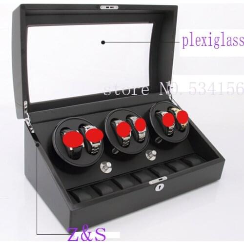 6+7wood watch winder with high gloss piano paint watch box automatic gift box watch case storage display jewelry box