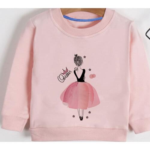New Long Sleeve Kids Sweatshirts With Ballet Elf Print Fashion Children Tops Autumn Spring Baby Shirts Girls TShirts Retro Sweet