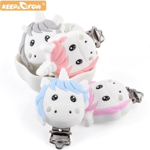 Baby Silicone Unicorn Clips 3pcs Cartoon Nursing Teething Child Toys For Pacifier Chain Making BPA Free DIY Necklace