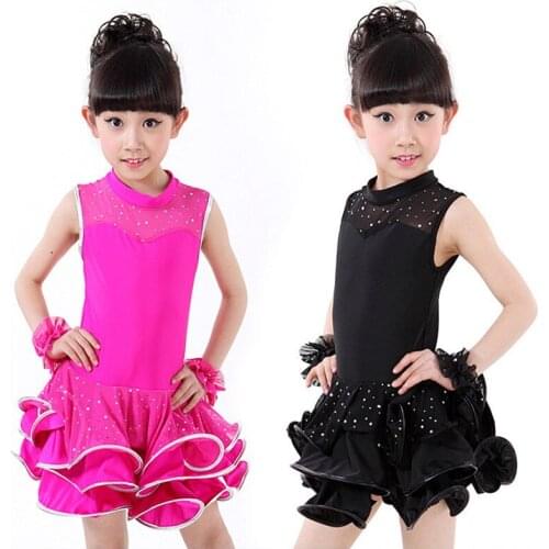 Children Latin Dance Dress Summer Sleeveless Girls Dance Uniforms Stage Performance Clothing Kids Ballroom Dancing Costumes