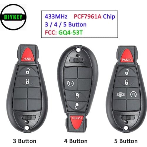 DIYKEY Remote Car Key 433MHz PCF7961 Chip 3 / 4 / 5 Button for RAM 1500 2500 3500 4500 2013-2017 FCCID: GQ4-53T