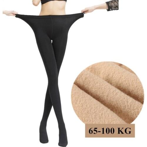 DOIAESKV Plus Size Women Tights 120D Autumn Warm Winter Fleece Pantyhose High Waist Female Stretchy Slim Skinny Thick Tights