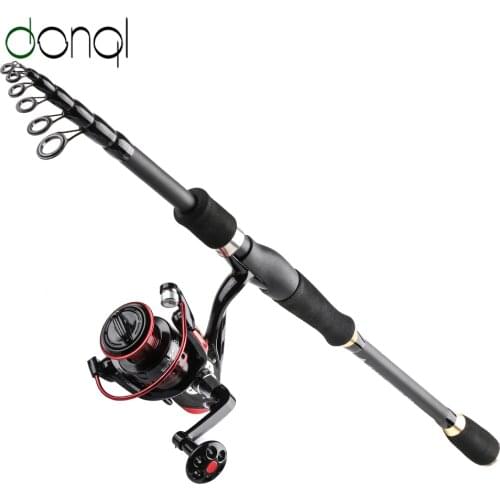 DONQL Travel Rod Telescopic Fishing Rod Spinning Reel Combo Carp Feeder Rod 1.8-3.0m and 13 Ball Bearing Fishing Coil Rod