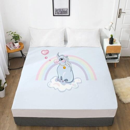 Unicorn Cartoon Fitted Sheets Mattress Cover With Elastic Band 3D Bed Sheet LinensFor Baby Kids Child Girls Boys 200x220 150x200