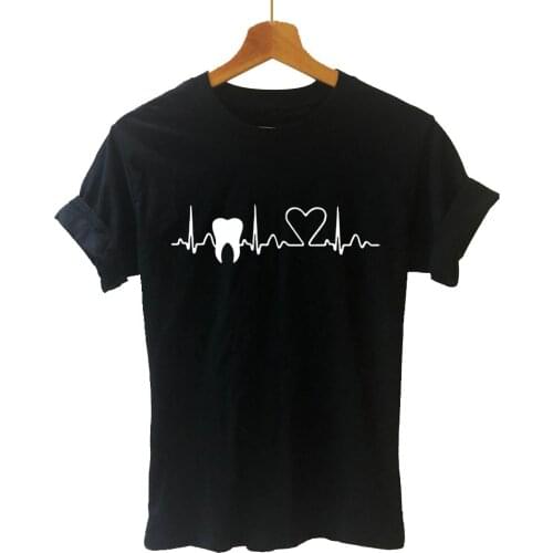 Heartbeat Dentist Dental Assistant Student Harajuku T Shirt Funny T-shirt Women Clothing Casual Short Sleeve Tops Tees