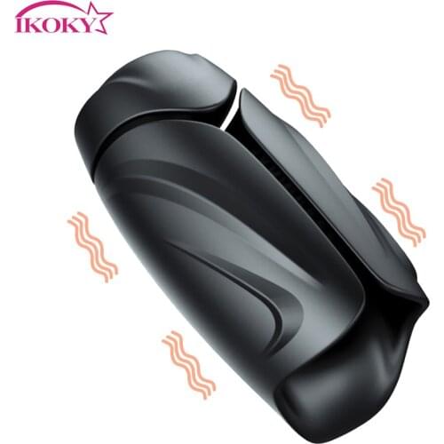 IKOKY Penis Pump Vibrator 10 Speed Penis Delay Trainer Aircraft Cup Stimulate Glans Vibrating Massager Male Masturbation