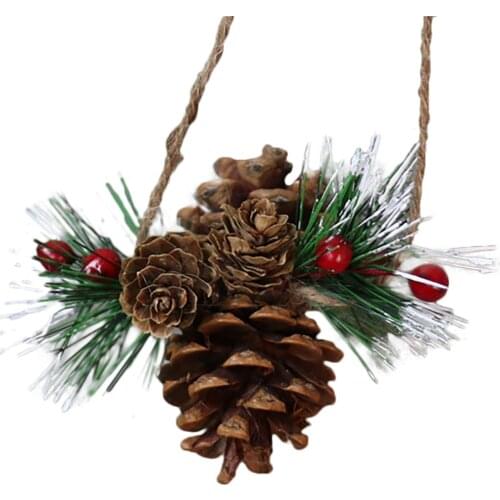 Artificial Pine Cone Hemp Rope Pendant Door Hangers Snowflakes Accessories Decorate Christmas Tree Access Pendants Decorations