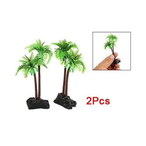 2 PCS Plastic Coco Tree Plants for Fish Tank Aquarium Decor