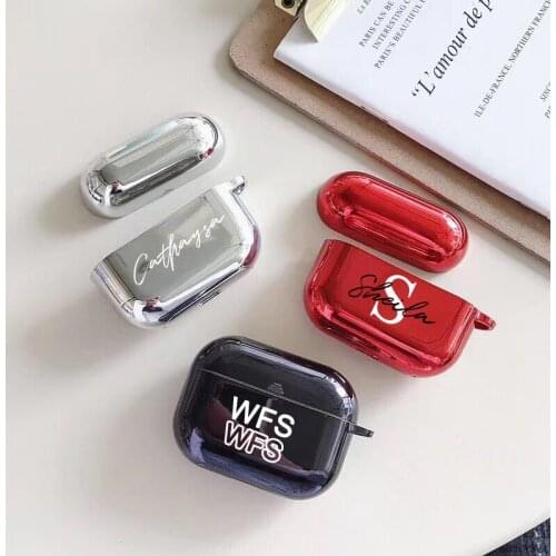 Custom Name logo picture on Luxury Mirror Case for Airpod Pro Electroplate Hard PC Protective cover for airpod personal design