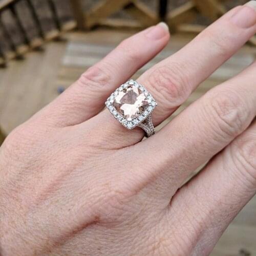 Exquisite High-end Ladies Pink Zircon Ring Luxury Engagement Wedding Ladies 925 Silver Jewelry Ladies Bridal Ring diamond ring