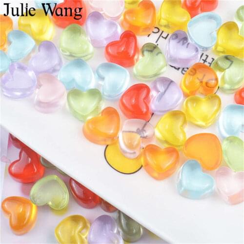 Julie Wang 20PCS Resin Heart Soft Candy Transparent Charms Slime Mixed Colors Pendants Jewelry Making Accessory Home Phone Decor