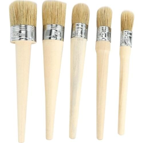 Quality Artist Brush 20/25/30/40/50mm Head Diameter Round Bristle Chalk Draw Paint Painting Wax Wooden Handle Brush