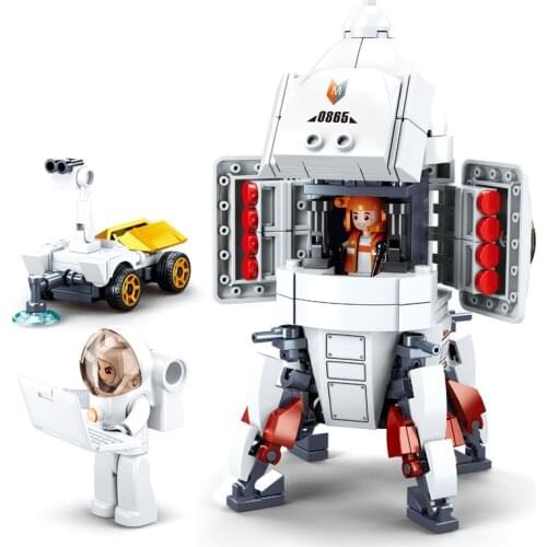 SLUBAN 2021 Space Rocket Station Saturn Shuttle Satellite Astronaut Figure Building Blocks City Bricks Games Children Toys Gifts