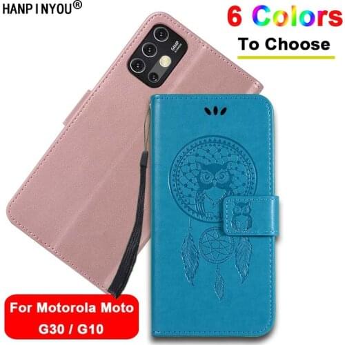 For Motorola Moto G30 G10 3D Embossed Owl Feather Pattern Flip Leather Wallet Phone Case Magnetic button Cover With Card Slot