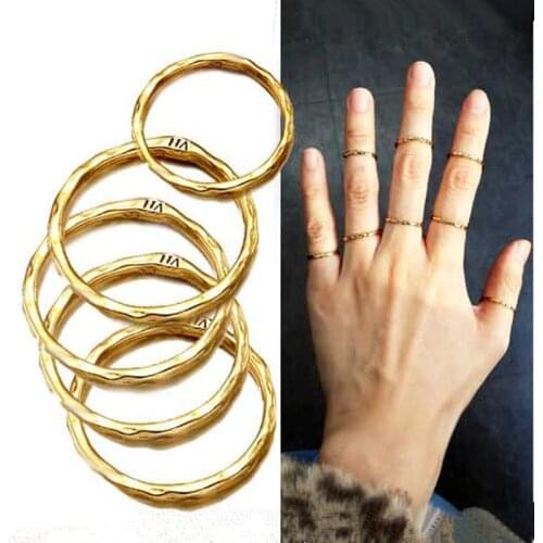 Hot New Korean Version Of The Stars From Your Simple Convex Surface gold Color Personality Ring