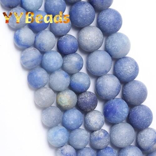 Dull Polished Blue Aventurine Stone Beads Natural Round Loose Charm Beads For Jewelry Making Supplies DIY Bracelet 4 6 8 10 12mm