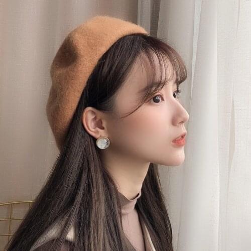 Fashion Berets New Quality Woolen Cotton Winter Autumn Women Beret Solid Color Soft Wool Korean British Ladies Pumpkin Hat Cap