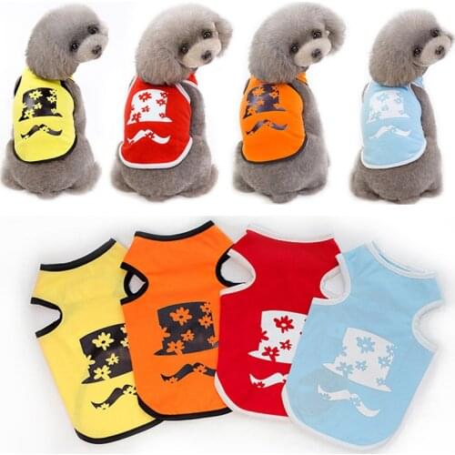 New Solid Color Sleeveless Summer Clothes Simple Puppy Pet Accessory Dog Shirt Moustache Style Cat T-shirt Summer Dog Cat Vest