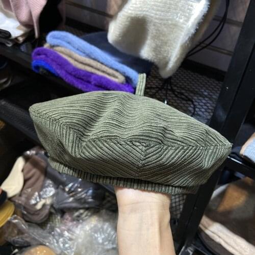 New Autumn Winter Temperament Corduroy Berets Hat For Women Fashion Japanese Retro Casual Painter Hat Basin Hat Octagonal Cap