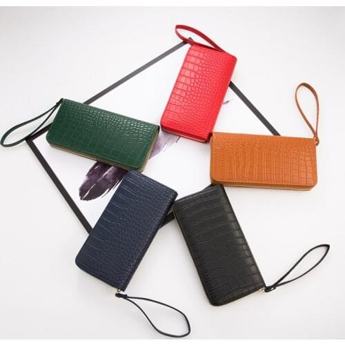 New Style Wallets Crocodile Leather Long Womens Wallets European And American Style Zipper Card Holders Fashionable Clutches