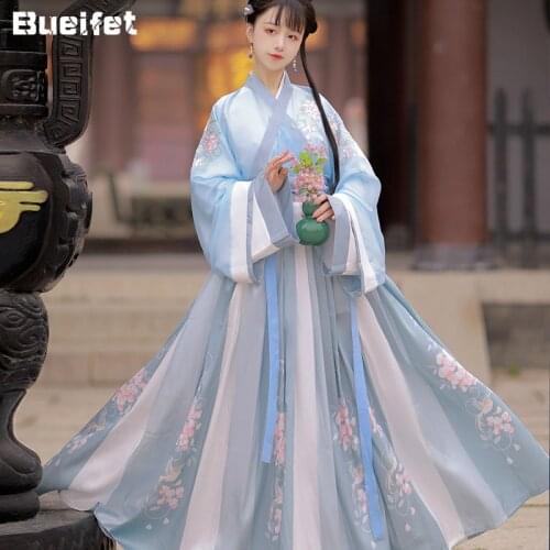 Hanfu Dress Chinese Traditional Folk Dance Costume Female Han Dynasty Oriental Style Princess Fairy Clothing Stage Performance