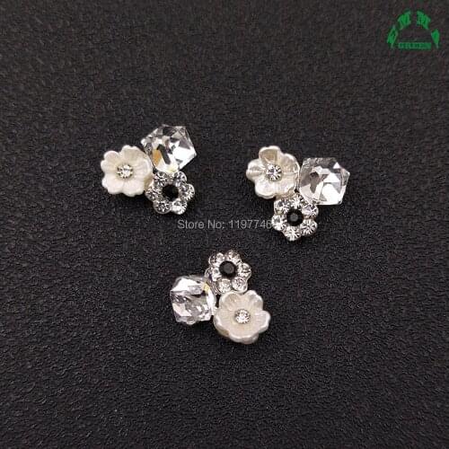 Rhinestone Embellishments Buttons 10pcs Flatback Decorative For Handicraft Bowknot Flower Decoration DIY Craft Supplies