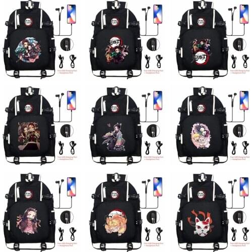 Demon Slayer Kimetsu no Yaiba Backpack Shoulder Travel Laptop Bag Rucksack BookBag Black Knapsack for Men Teens Kids Students