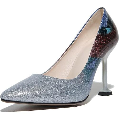 2018 age season sexy high heel cat with shallow mouth 32-48 high-end single sequined shoes size code 1837